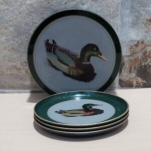 Otagiri Japan Mallard Ducks  Lacquerware 3 Coasters Matching Storage Box